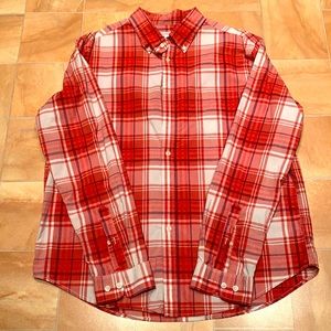 Merona Men’s Red & White Plaid Flannel Casual Button Down Long Sleeve Shirt